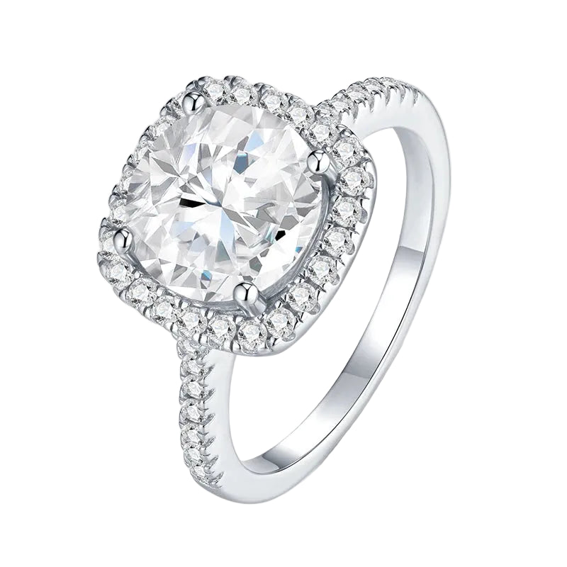 NEVE 2ct Round Cut Radiant Halo Solitaire