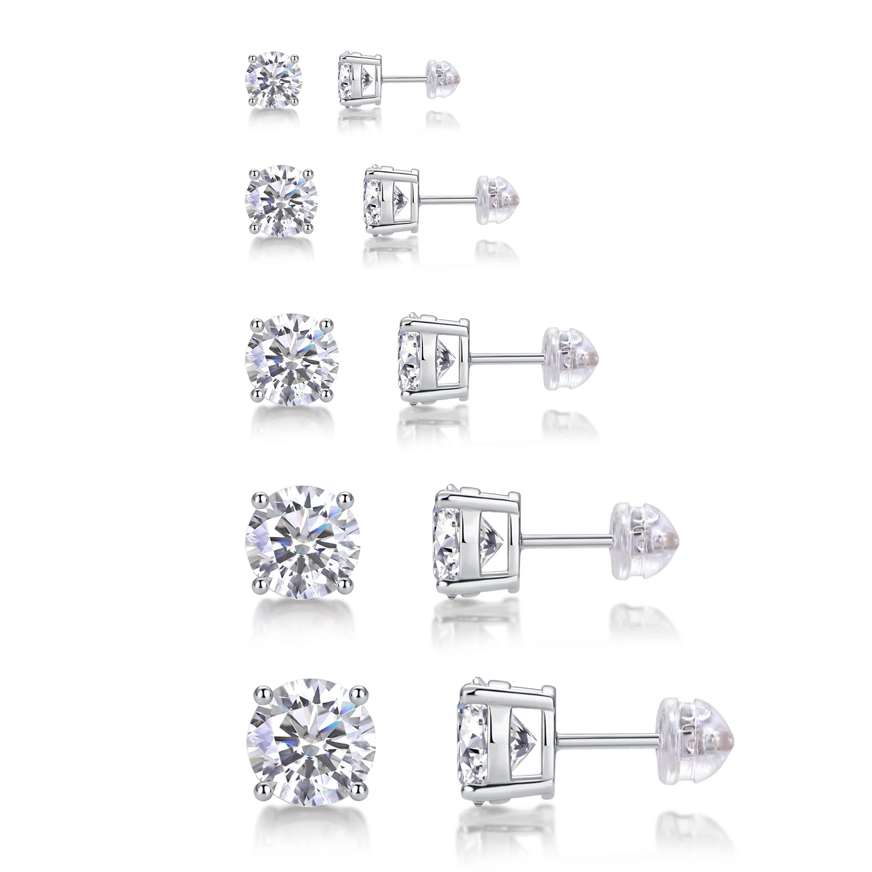 NEVE The Perfect Scale: Round Solitaire Studs (0.5ct to 5ct)