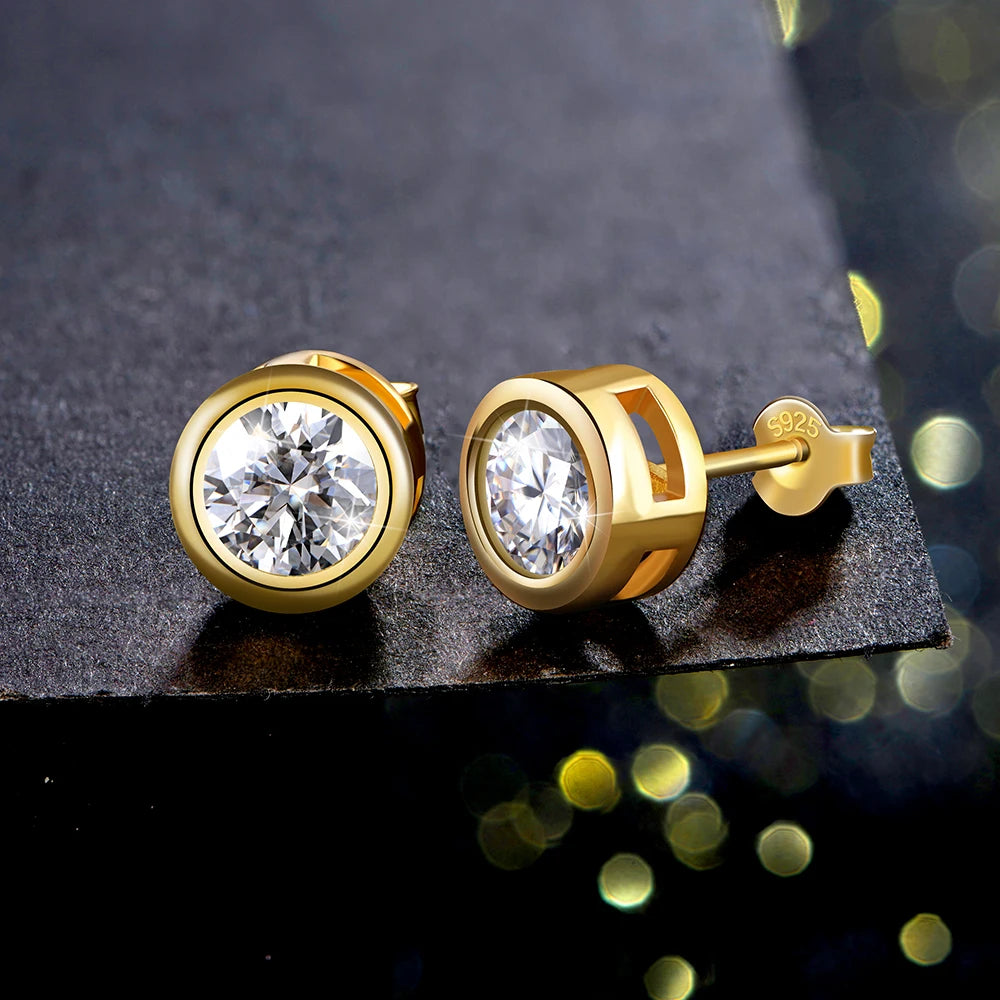 ATTAGEMS Real 2 Carat D Color Moissanite Earrings 로듐 For Women Gold Color 100% 925 Sterling Silver Sparkling Fine Jewelry