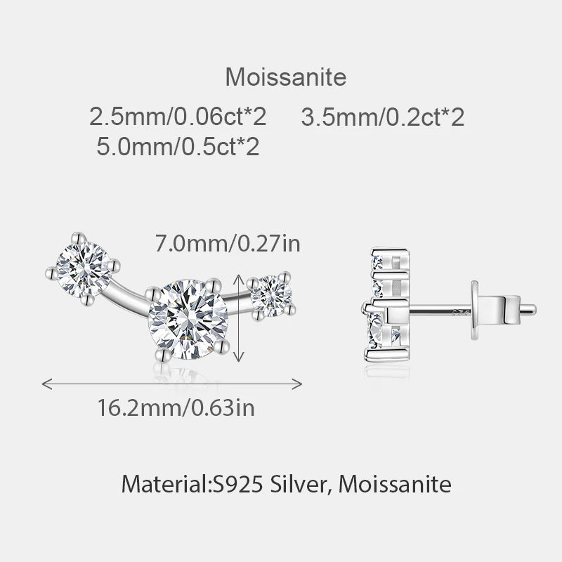 Boucles d'oreilles NEVE Three Stones Radiant Studs