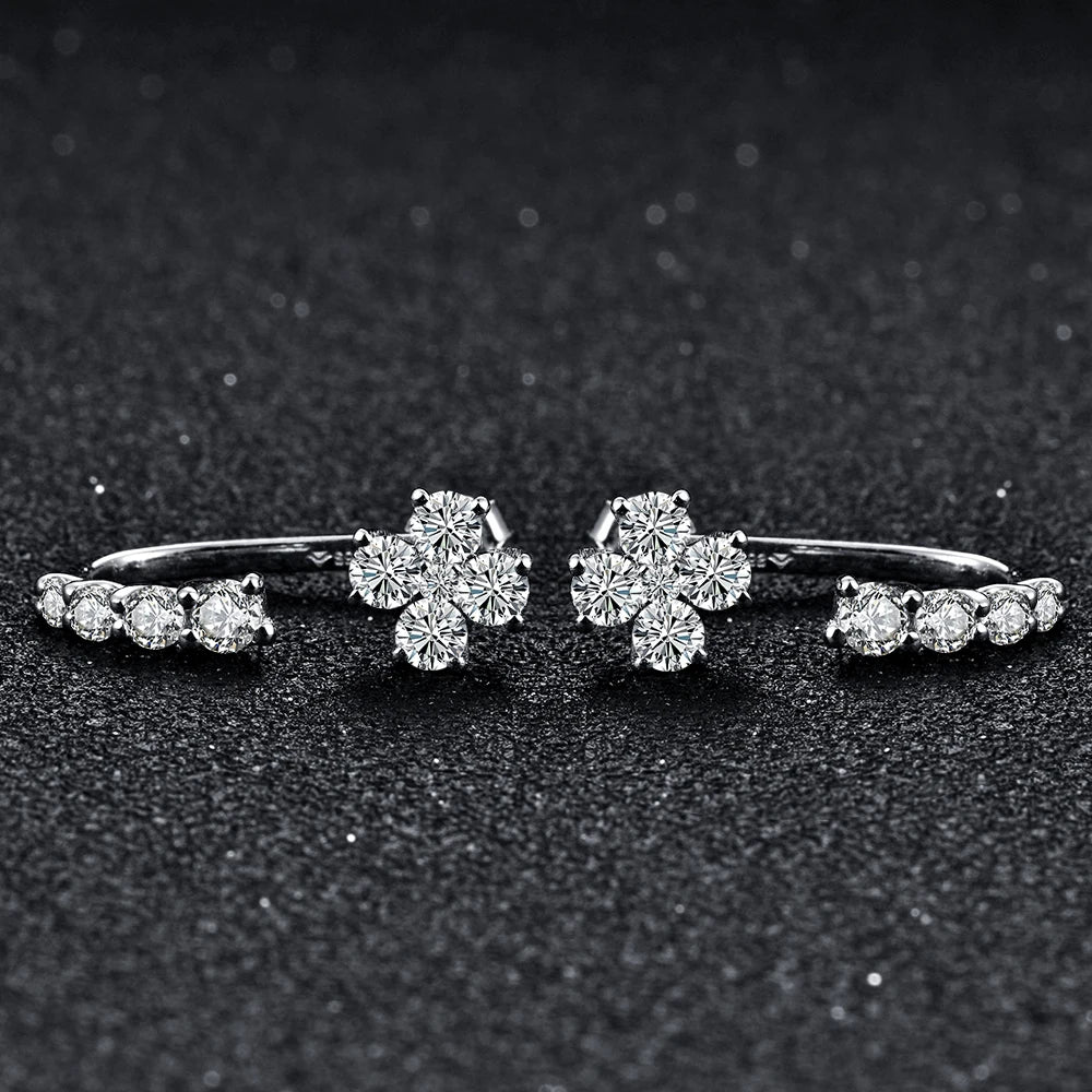 925 Sterling Silver Earrings Moissanite Diamond Earrings Passed Diamond Test Perfect Cut Women Engagement Luxury Jewelry Gift