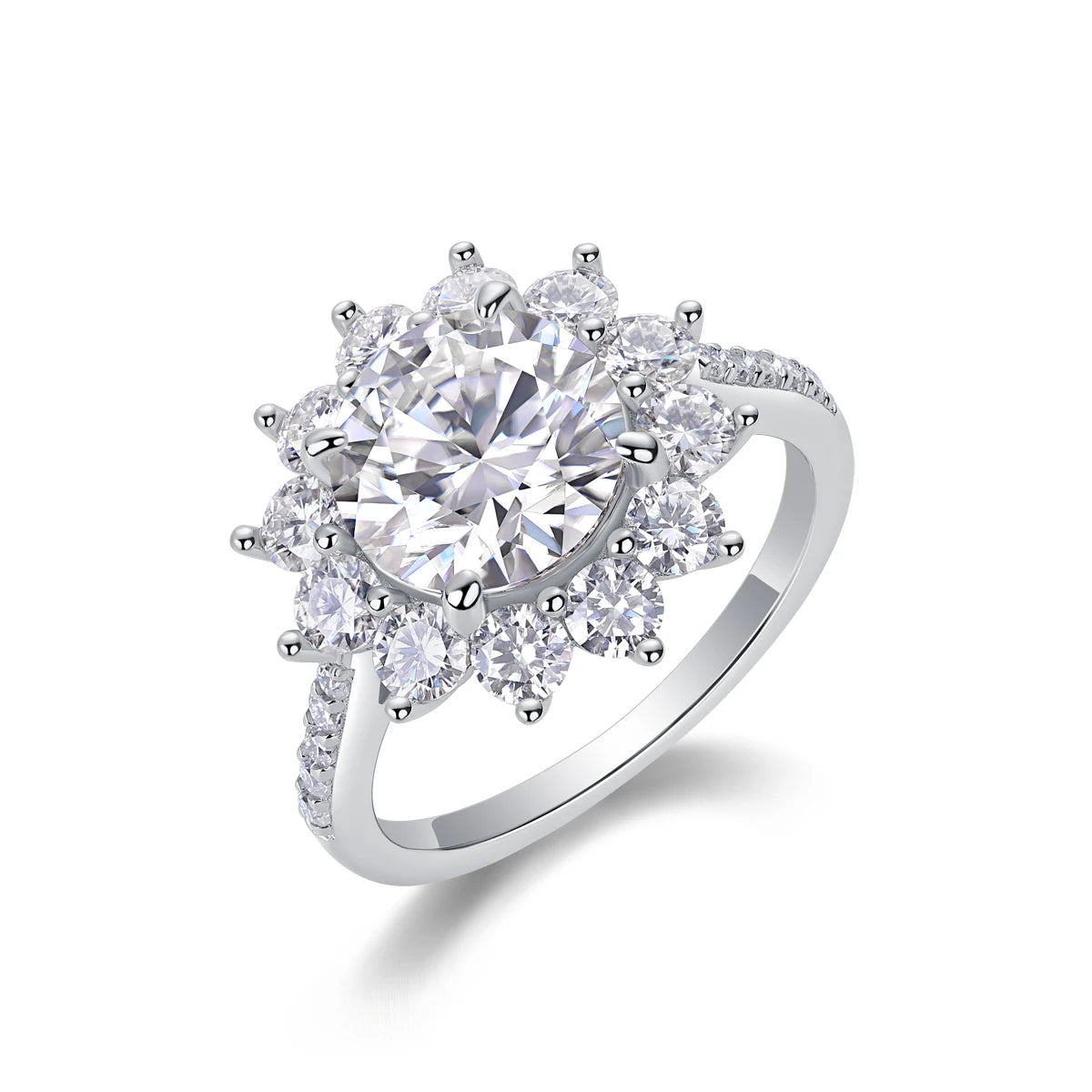 NEVE 3ct Round Cut Flower Halo Statement Ring