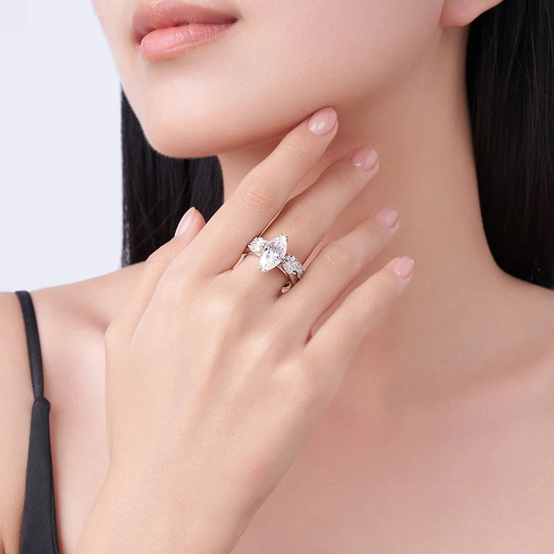 NEVE 3ct Marquise Cut Double Crown Set