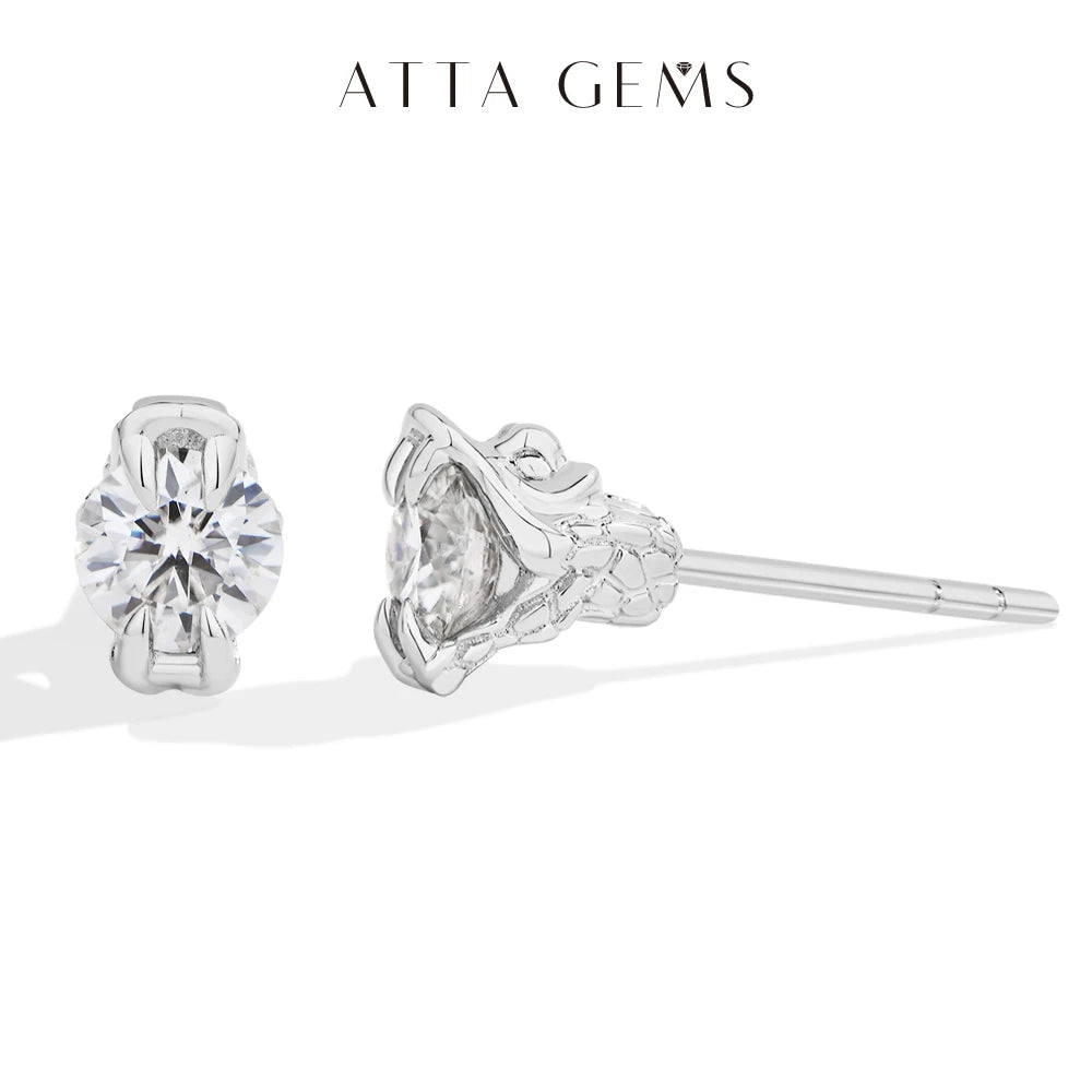ATTAGEMS Round Cut 0.5CT Moissanite Stud Earrings 925 Sterling Silver 18K Gold Plated ForWomen Girl Sparkling Engagement Jewelry