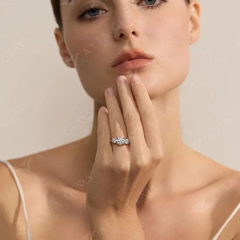 ATTAGEMS Engagement Ring Round Cut 4.0ct Moissanite Rings for Women Sterling Silver Ring Wedding Promise Rings for Her