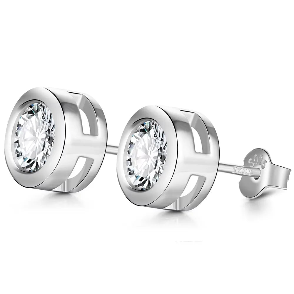 NEVE Radiant Modern Bezel Caged Stud Earrings