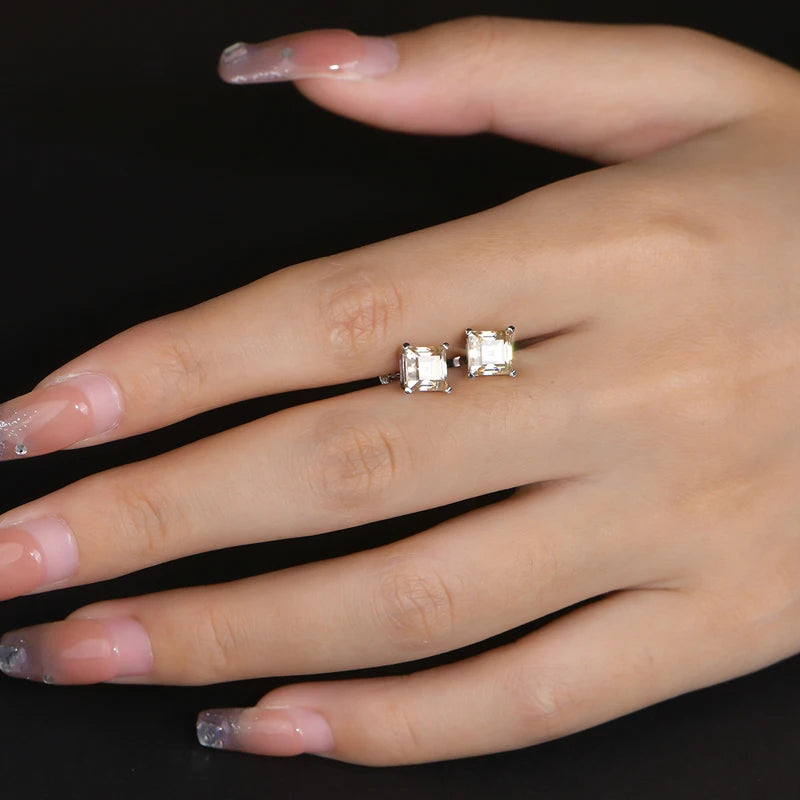 ATTAGEMS Silver 925 Earring Yellow Moissanite Screw Back Stud Square Stud Earrings For Women Princess Cut 5*5MM Jewelry 귀걸이