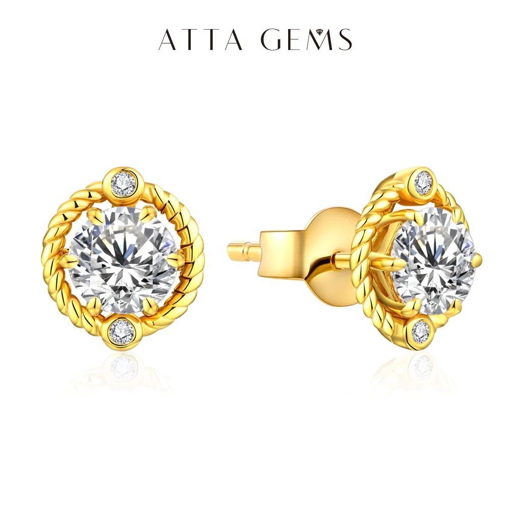 ATTAGEMS Fashion D Color Moissanite Earrings Real 925 Sterling Silver Passed the Diamond Tester Earrings for Women for Gilft New