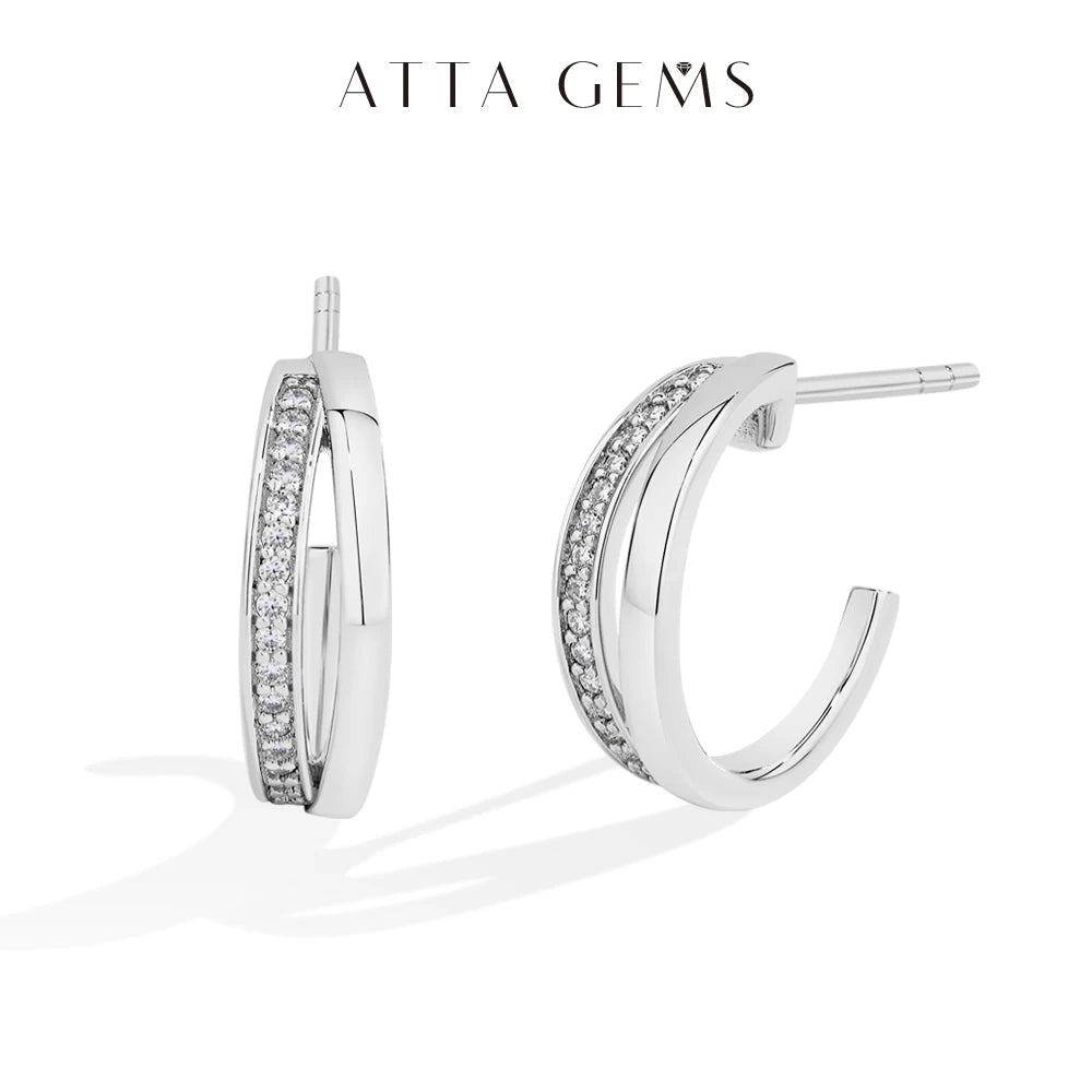 ATTAGEM New Classic Moissanite Earrings Women 925 Sterling Silver Earring Luxury High Quality Pass Diamond Test ForParty Jewelry