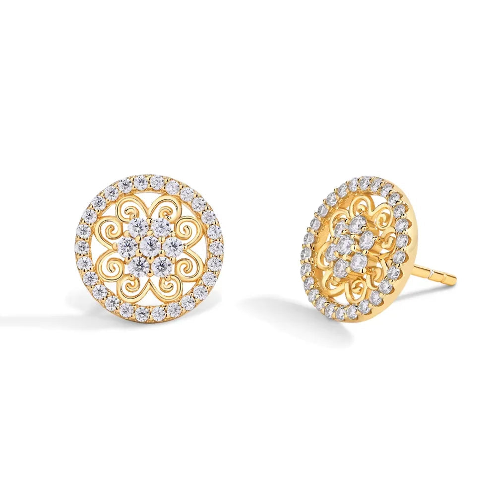 NEVE Sparkling Floral Mandala Stud Earrings (1.0ctw)