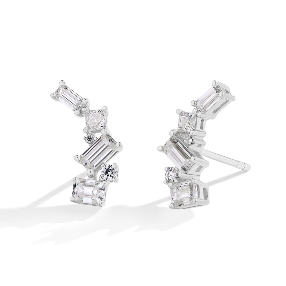 NEVE Celestial Radiant Curved Climber Stud Earrings