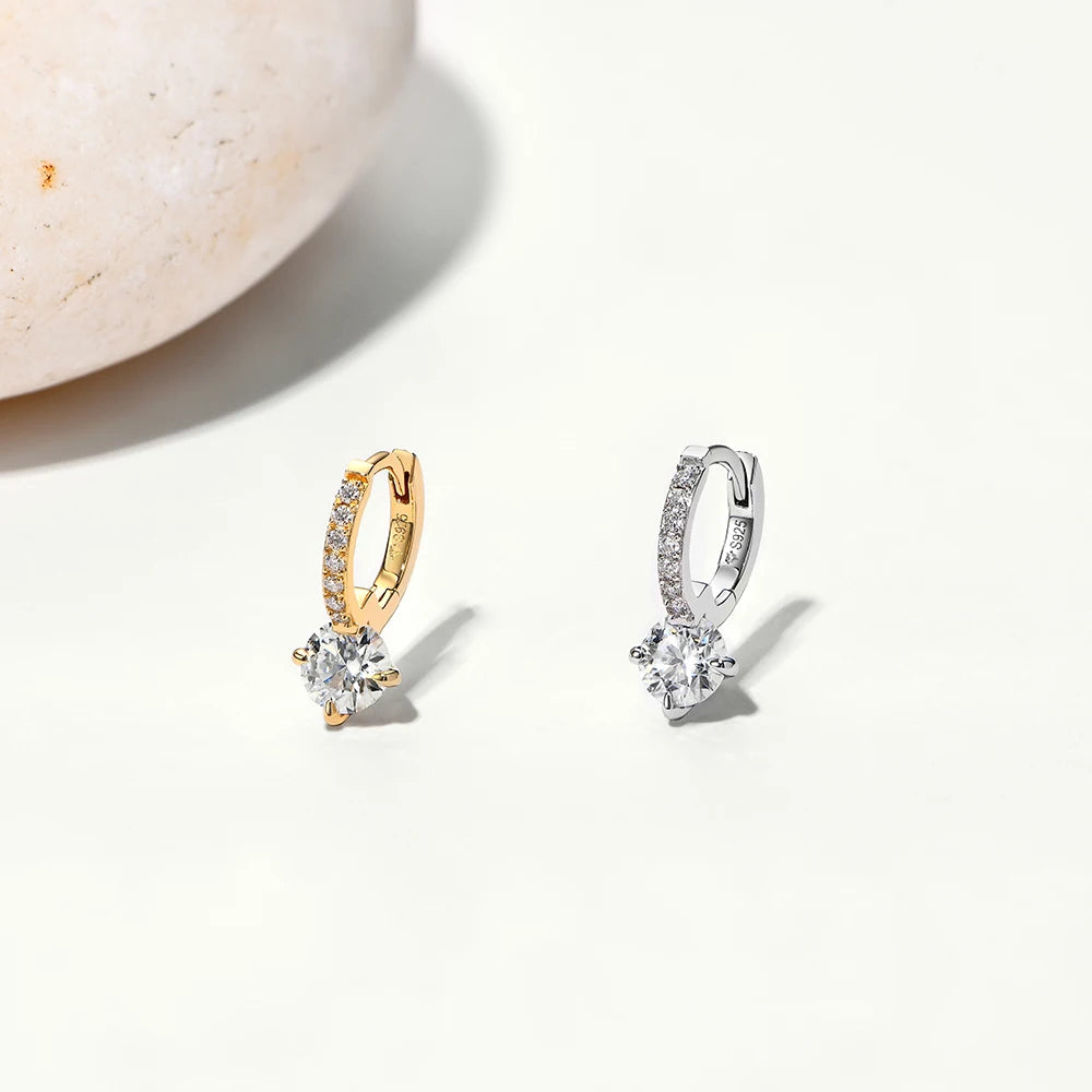 Attagems Full Moissanite Diamond Earring S925 Sterling Silver Gold Plated 4-Claws Eardrop For Women Wedding Jewelry High Quality