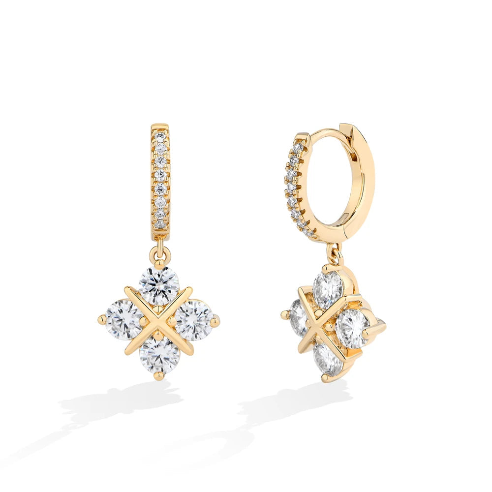NEVE Celestial Cross Square Radiant Drop Earrings