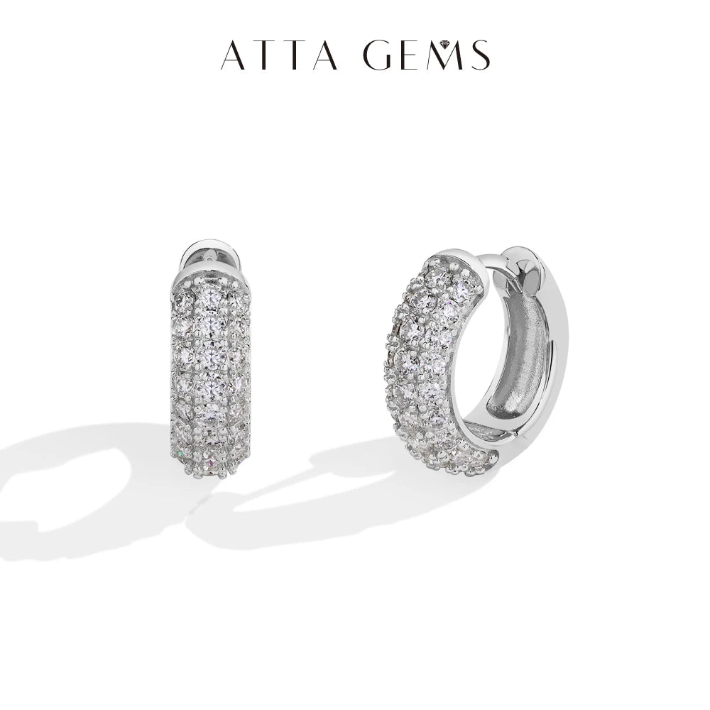 Attagems D VVS1 Round Moissanite Diamond Suit Earrings For Women S925 Sterling Silver 18K Gold Plated Engagement Wedding Jewelry