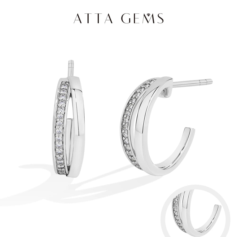 ATTAGEM New Classic Moissanite Earrings Women 925 Sterling Silver Earring Luxury High Quality Pass Diamond Test ForParty Jewelry