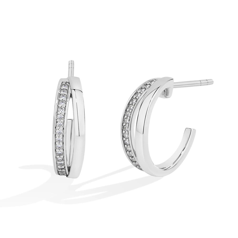 NEVE Radiant Pavé C-Hoop Stud Earrings (1.0ctw)