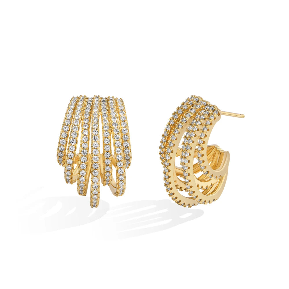 NEVE Architectural Multi-Hoop Radiant Earrings