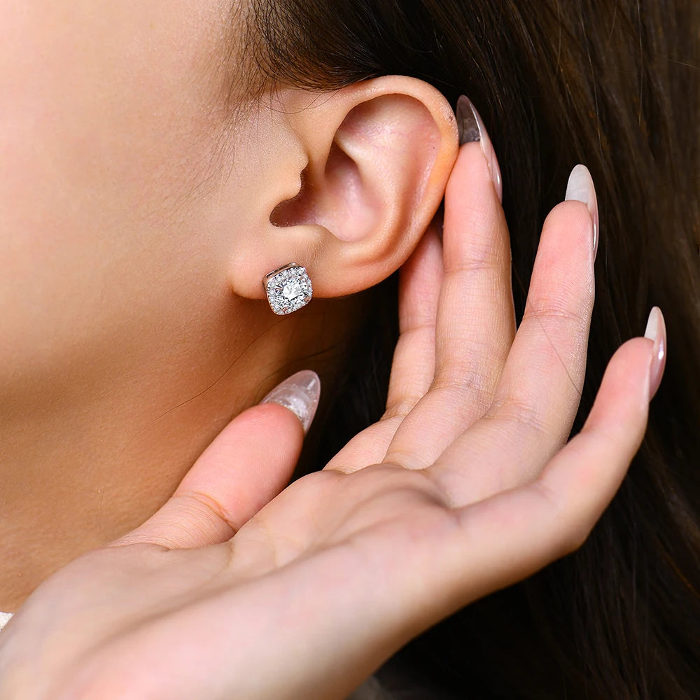 ATTAGEMS Luxurly 1.0ct Moissanite Earrings Diamond 925 Sterling Silver Gold Plated Moissanite Fine Jewelry Certificate Wholesale