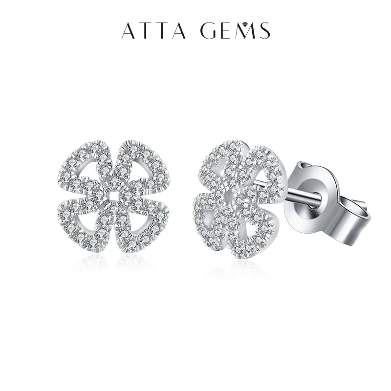 Attagems New Women Moissanite Gemstone Stud Earrings For Women Solid 925 Sterling Silver D Color Solitaire Fine Jewelry For Gift