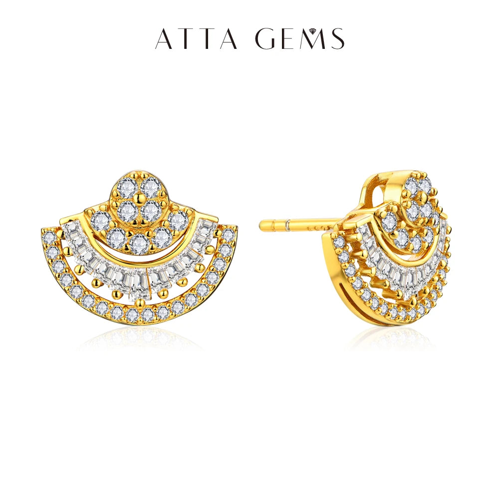 ATTAGEMS Luxury D VVS1 Color Moissanite Sector Earrings For Women Top Quality 100% 925 Sterling Silver Engagement Wedding Gift