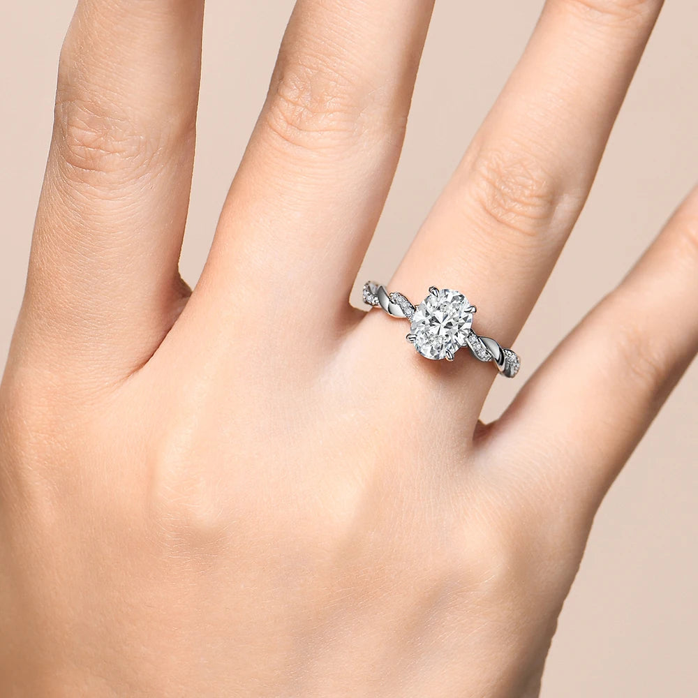 NEVE 2ct Oval Cut Cross Solitaire Ring