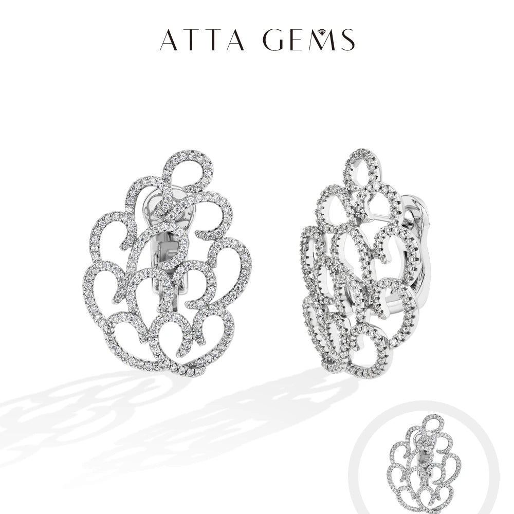 ATTAGEMS Snowflake Women's Earrings For Party S925 Silver Moissanite Earrings D VVS1 Yellow Gold Plated Gifts Sparkling Jewelry