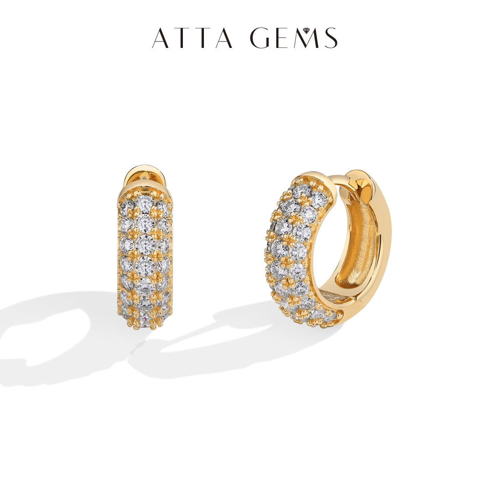 Attagems D VVS1 Round Moissanite Diamond Suit Earrings For Women S925 Sterling Silver 18K Gold Plated Engagement Wedding Jewelry