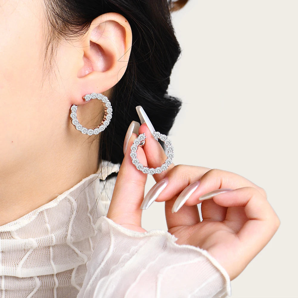 ATTAGEMS Moissanite Hool Earrings 925 Sterling Silver Passed the Diamond Test Wedding Earrings for Women Gift Fine Jewelry Band