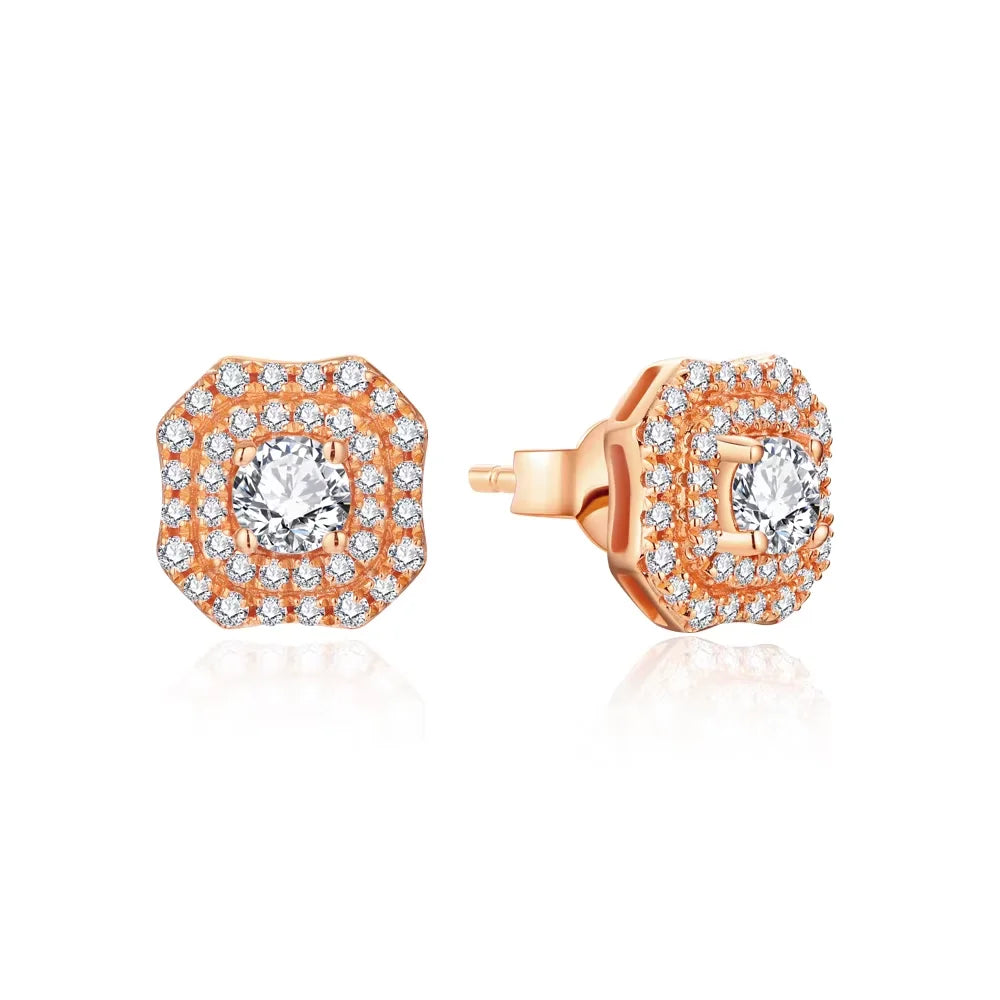 NEVE Modern Square Halo Radiant Stud Earrings (1.0ctw)
