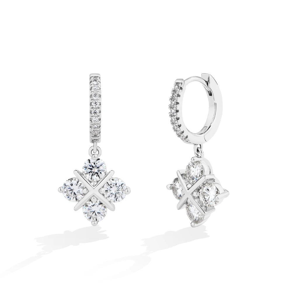 NEVE Celestial Cross Square Radiant Drop Earrings