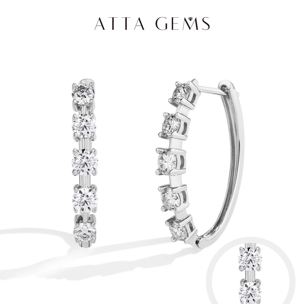 Attagems D VVS1 Moissanite Diamond Earrings S925 Sterling Silver 18K Gold Plated 4-Claws Eardrop For Women Wedding Party Jewelry