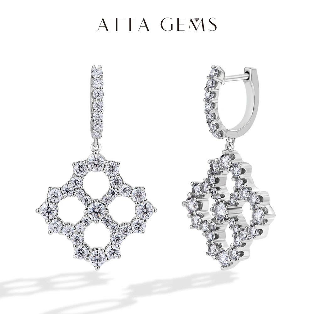 ATTAGEMS Luxury 3.25CTW D Color Moissanite Drop Earrings for Women High Quality S925 Sterling Silver Engagement Wedding Jewelry