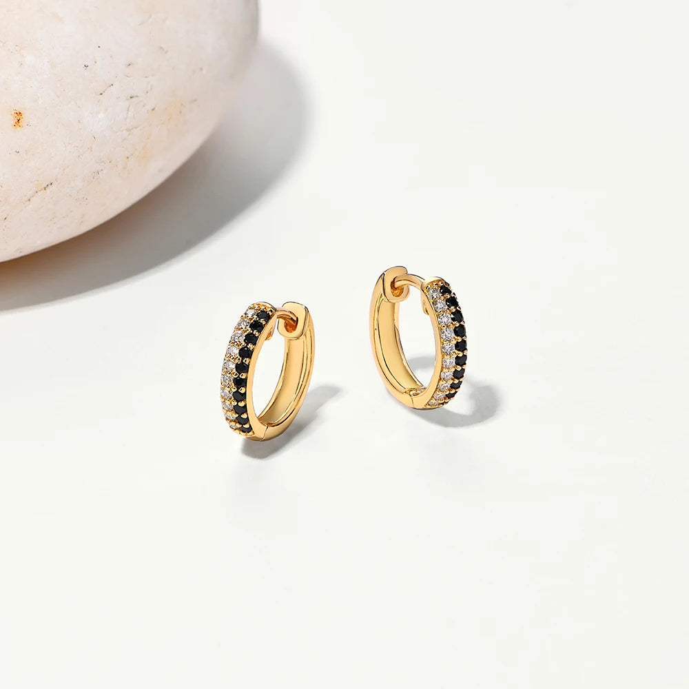 ATTAGEMS Black and White Moissanite Diamond Earrings S925 Sterling Silver Gold Plated For Women Birthday Gifts Fine Jewelry New