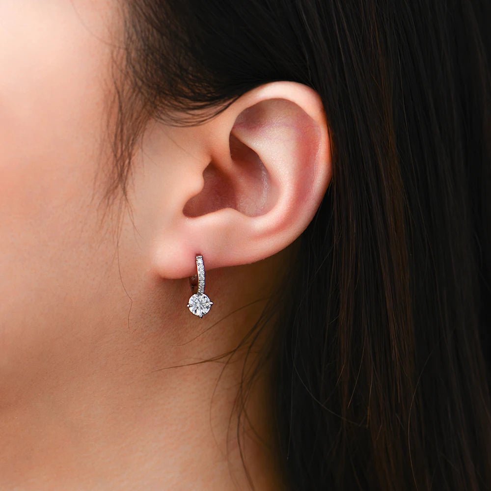 Attagems Full Moissanite Diamond Earring S925 Sterling Silver Gold Plated 4-Claws Eardrop For Women Wedding Jewelry High Quality