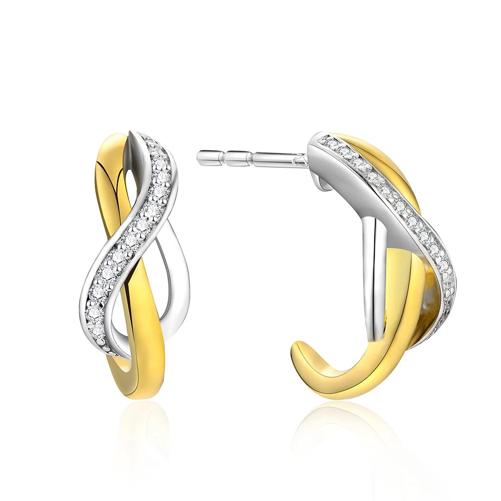 NEVE Infinity Radiant Twisted C-Hoop Stud Earrings