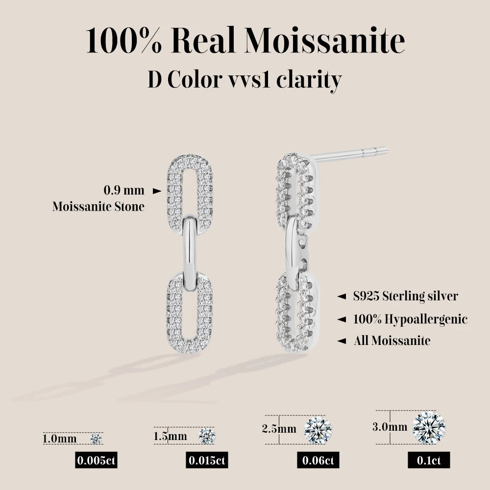 ATTAGEMS S925 Sterling Silver 18k Gold Plated Moissanite Stud Earring For Women Interlocking Design Valentine's Day Jewelry Gift