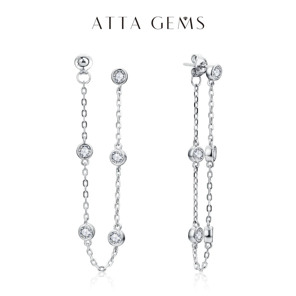 ATTAGEMS D /VVS1 Color Round Cut 3.5mm Moissanite Drop Earrings for Women Solid 925 Sterling SIlver Pass Diamond Test Jewelry