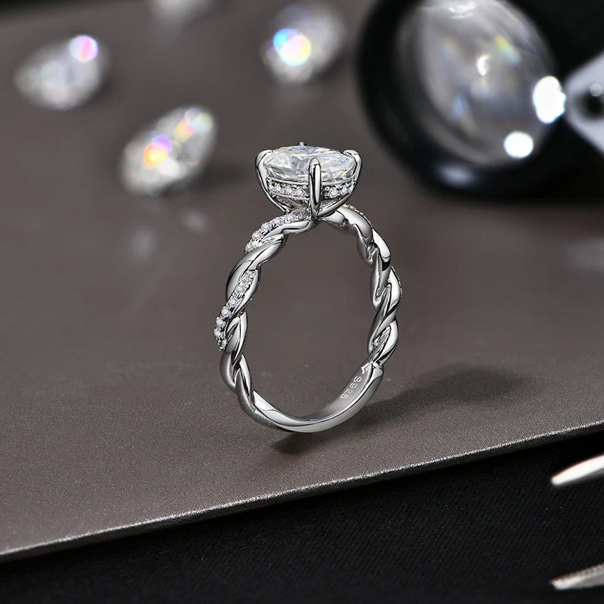 NEVE 2ct Oval Cut Cross Solitaire Ring