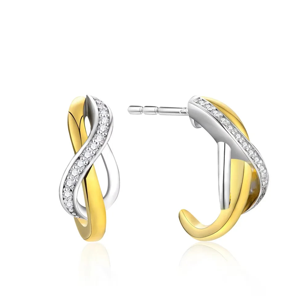 NEVE Infinity Radiant Twisted C-Hoop Stud Earrings