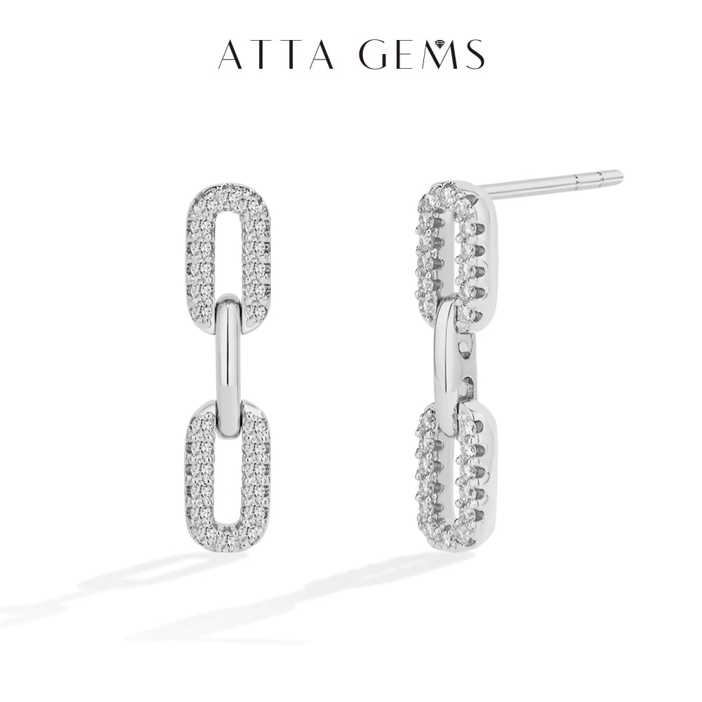 ATTAGEMS S925 Sterling Silver 18k Gold Plated Moissanite Stud Earring For Women Interlocking Design Valentine's Day Jewelry Gift