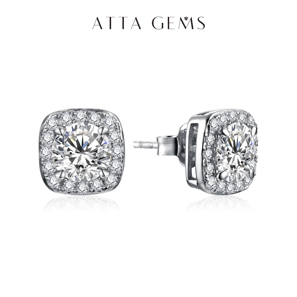 ATTAGEMS Luxurly 1.0ct Moissanite Earrings Diamond 925 Sterling Silver Gold Plated Moissanite Fine Jewelry Certificate Wholesale
