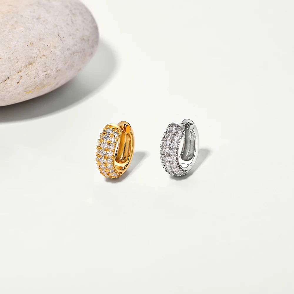 Attagems D VVS1 Round Moissanite Diamond Suit Earrings For Women S925 Sterling Silver 18K Gold Plated Engagement Wedding Jewelry