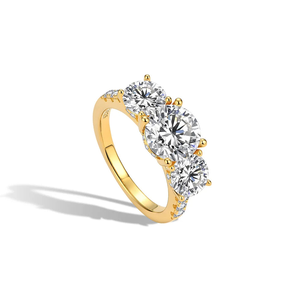 ATTAGEMS Engagement Ring Round Cut 4.0ct Moissanite Rings for Women Sterling Silver Ring Wedding Promise Rings for Her