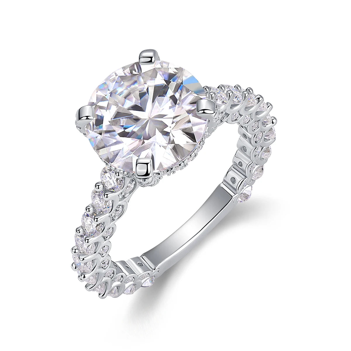 NEVE 5ct Round Cut Luxury Pave Solitaire