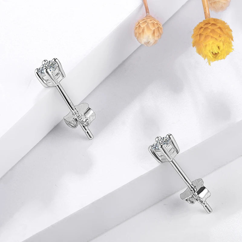 ATTAGEMS VVS1 D Round Cut 3.0MM Diamond Test Passed Moissanite Diamond 925 Sterling Silver Earring Fine Jewelry Girlfriend Gift