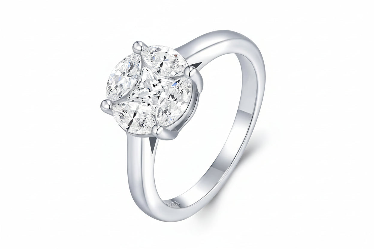 NEVE 2ct Marquise Cluster Bloom Ring