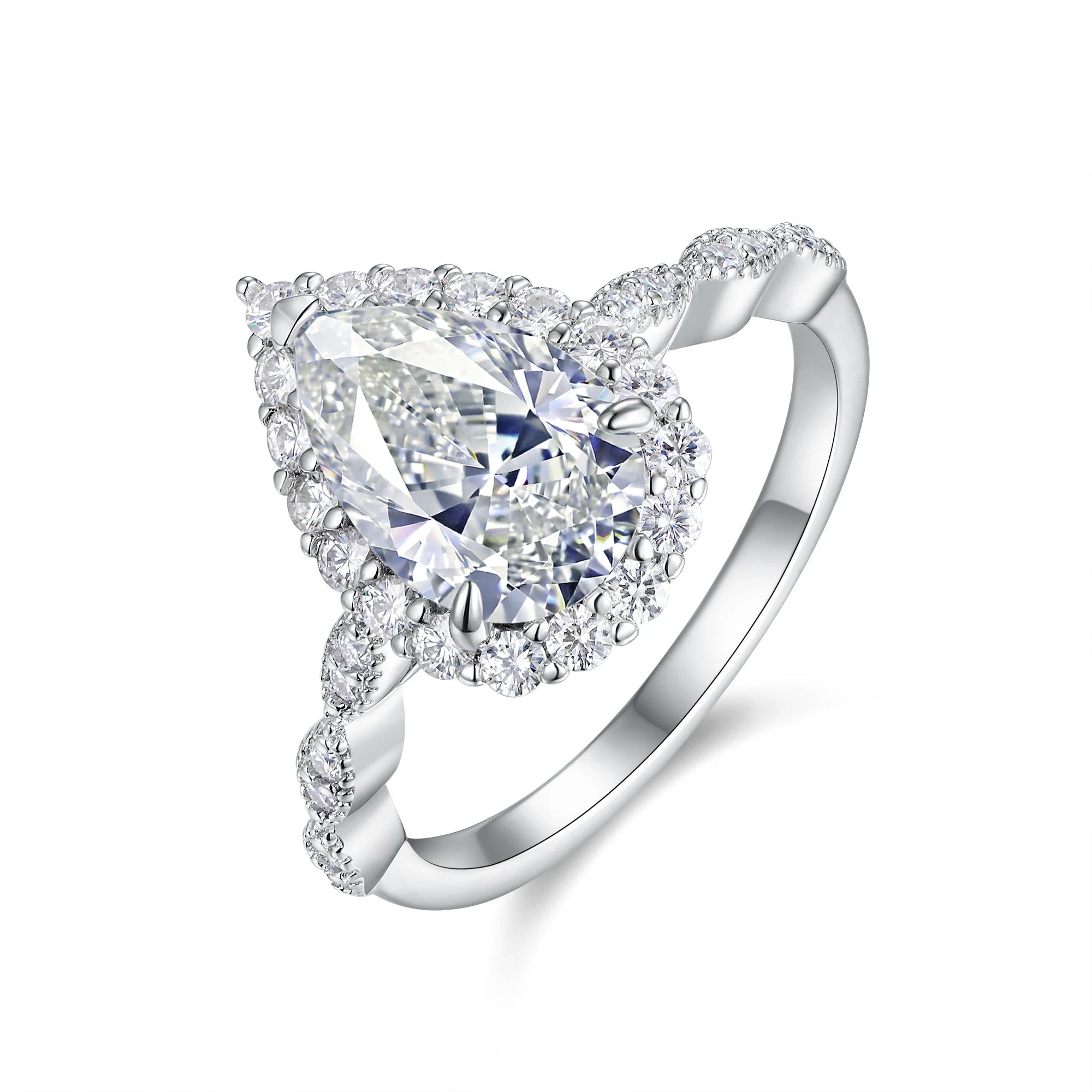 NEVE 3ct Pear Cut Romantic Halo Solitaire