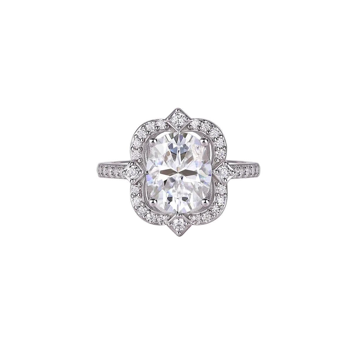 NEVE 3ct Oval Cut Camellia Radiant Flower Halo