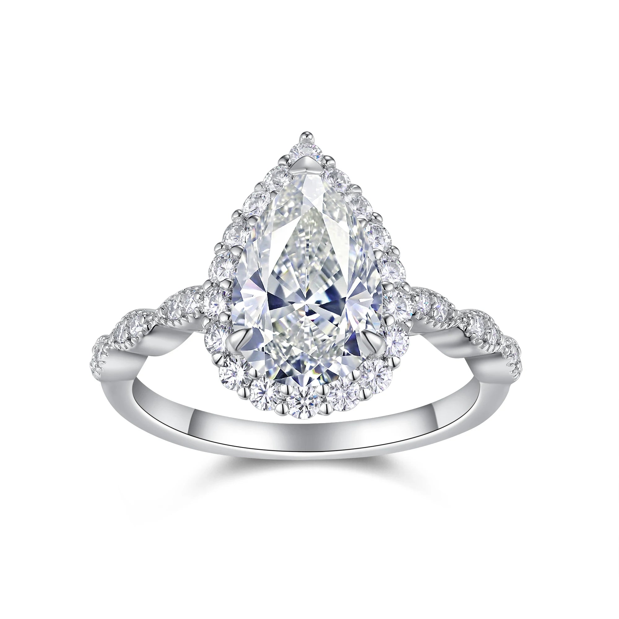 NEVE 3ct Pear Cut Romantic Halo Solitaire