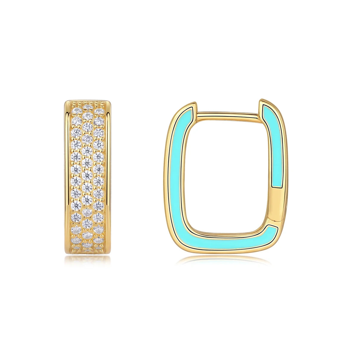 NEVE Geometric Turquoise Enamel Hoops